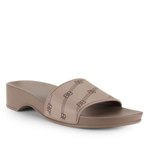 Balenciaga Bb Logo Pool Rubber Wedge Slide Sandal Clog Heels Slippers